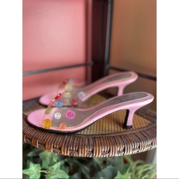 ‼️SOLD‼️VINTAGE Chinese Laundry pink button kitty heelssz6 - Picture 3 of 8